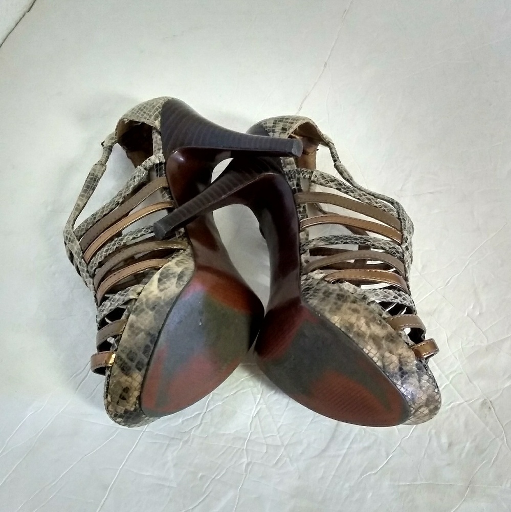 Marc Fisher Bobby Brown Snake Print Caged Sandals. - image 2